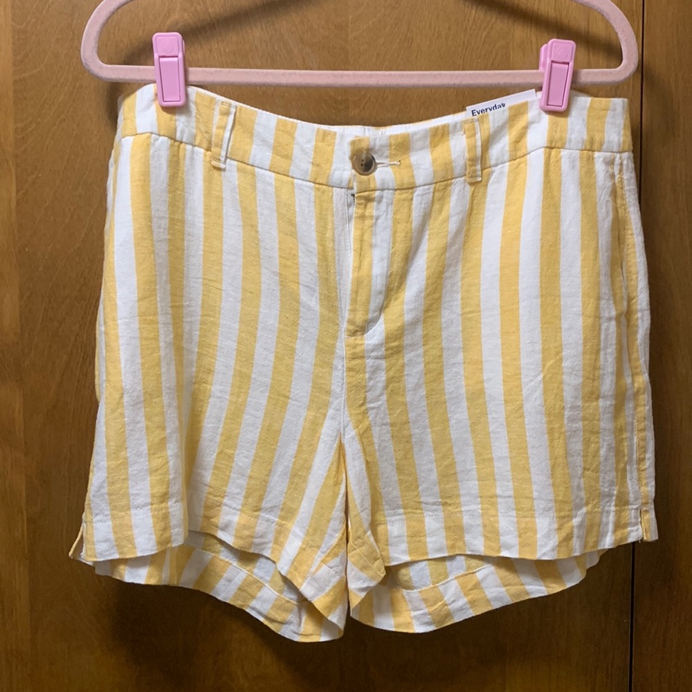 OLD NAVY LINEN BLEND SHORTS SUMMER STRIPED  SZ 14